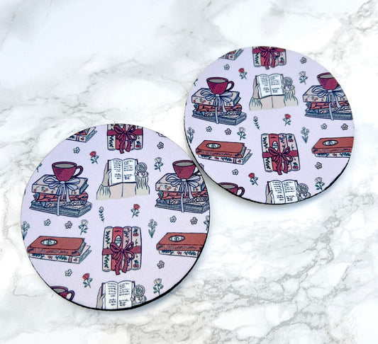 Red Books Print Neoprene Coaster 2 Pack