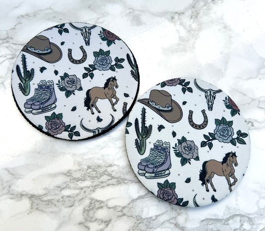 Cowboy Romance Print Neoprene Coaster 2 Pack