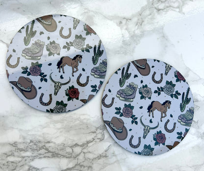 Cowboy Romance Hard Cork Coaster 2 Pack