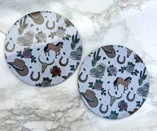 Cowboy Romance Hard Cork Coaster 2 Pack