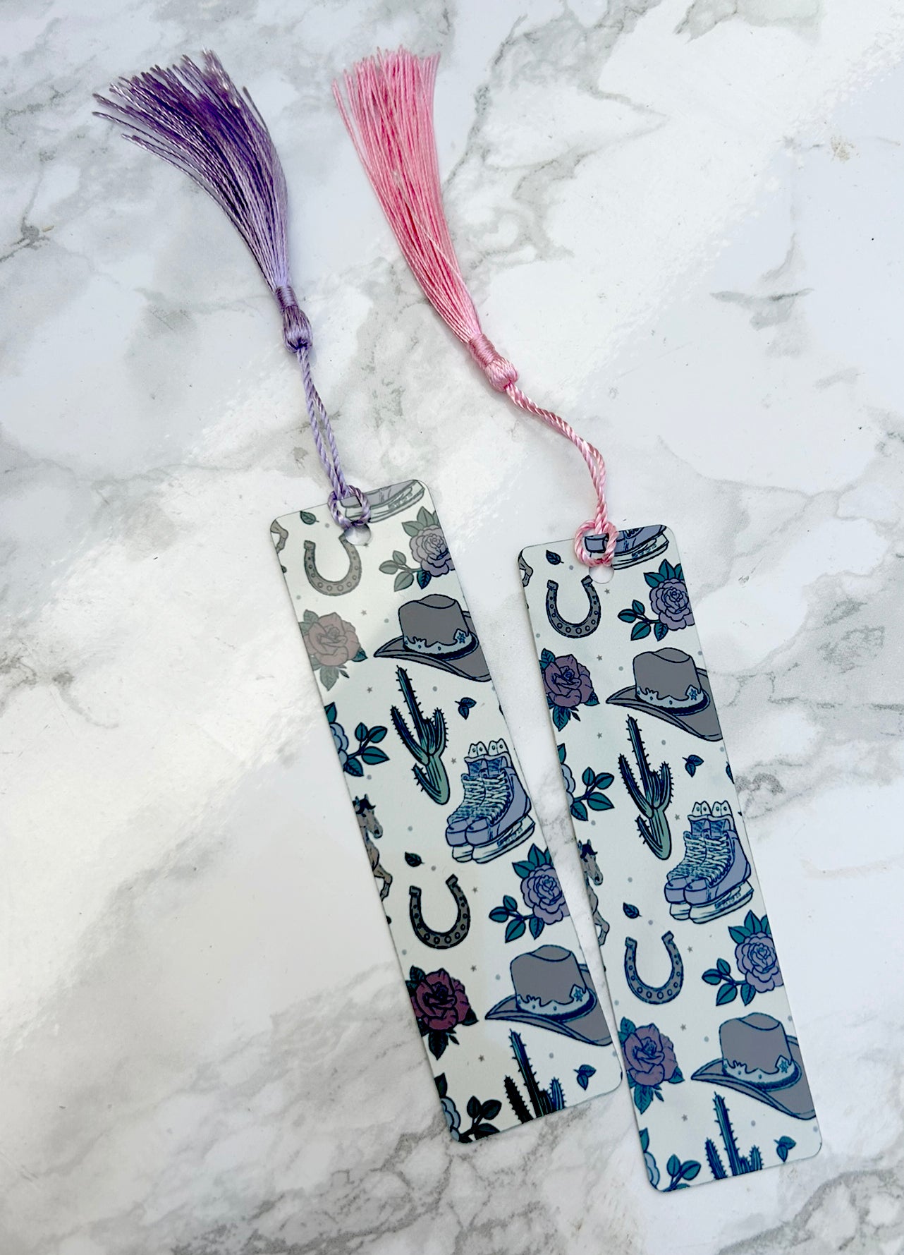 Small Town Cowboy Double Sided Bookmark Aluminum Tassel