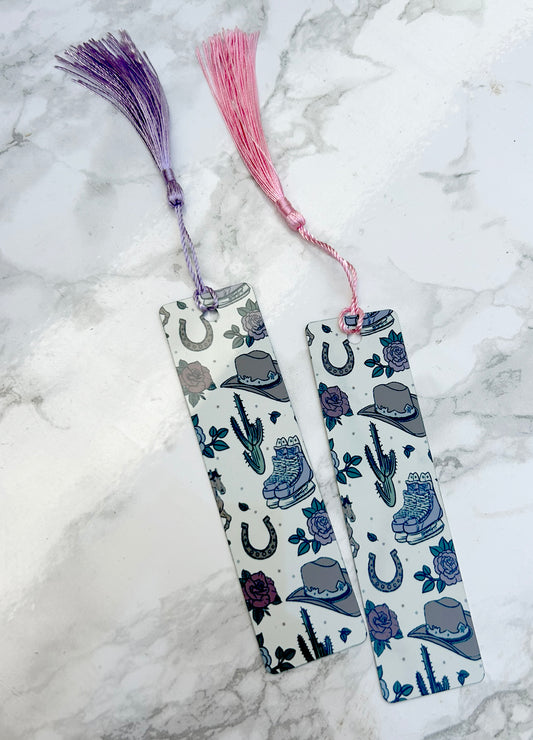 Small Town Cowboy Double Sided Bookmark Aluminum Tassel