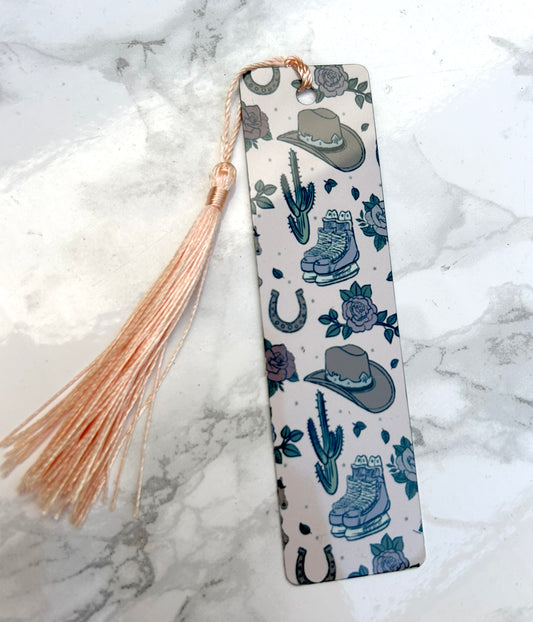 Small Town Cowboy Double Sided Bookmark Aluminum Tassel
