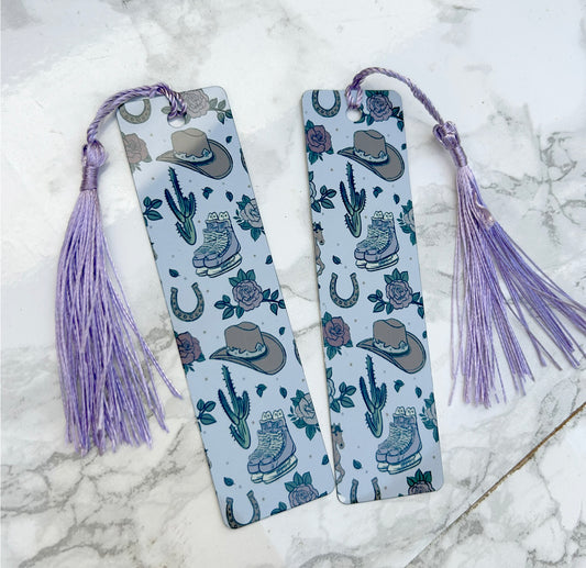 Small Town Cowboy Double Sided Bookmark Aluminum Tassel