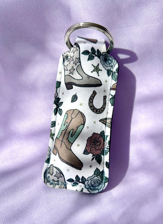 Cowboy Boots Lip Balm Holder Keyring