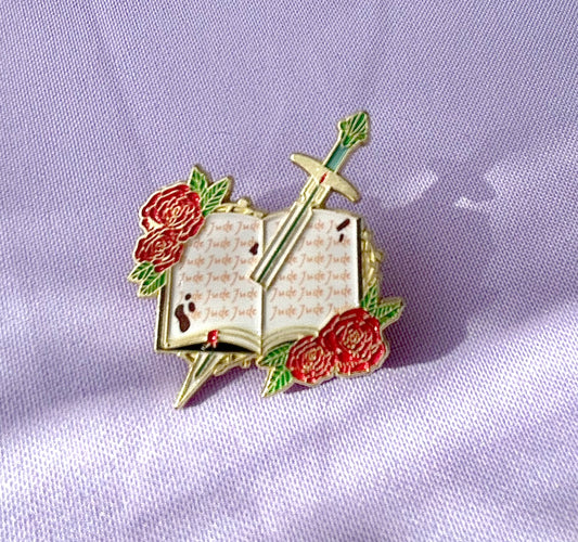 Book & Sword Enamel Pin
