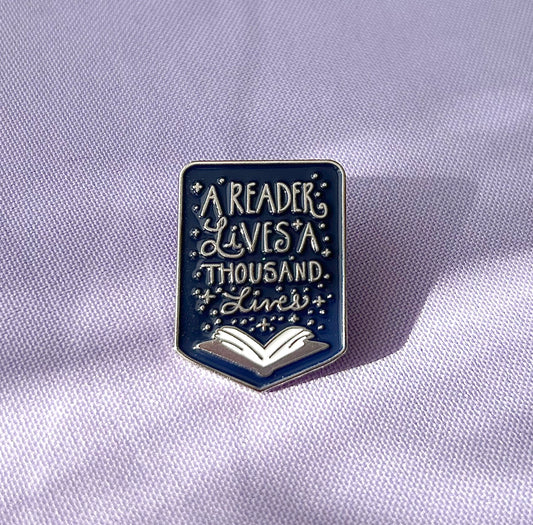A Reader Lives a Thousand Lives Dragon Enamel Pin
