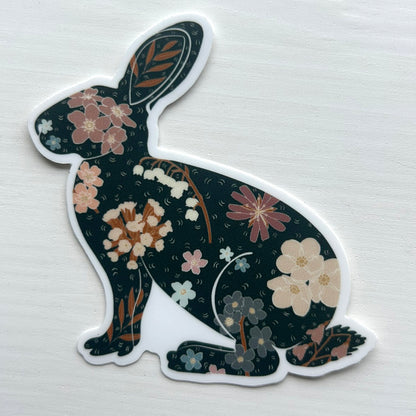 Scandinavian Folk Floral Woodland Rabbit Vinyl waterproof Sticker