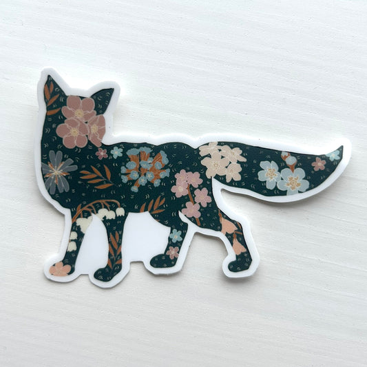 Scandinavian Folk Floral Woodland Fox Vinyl waterproof Sticker