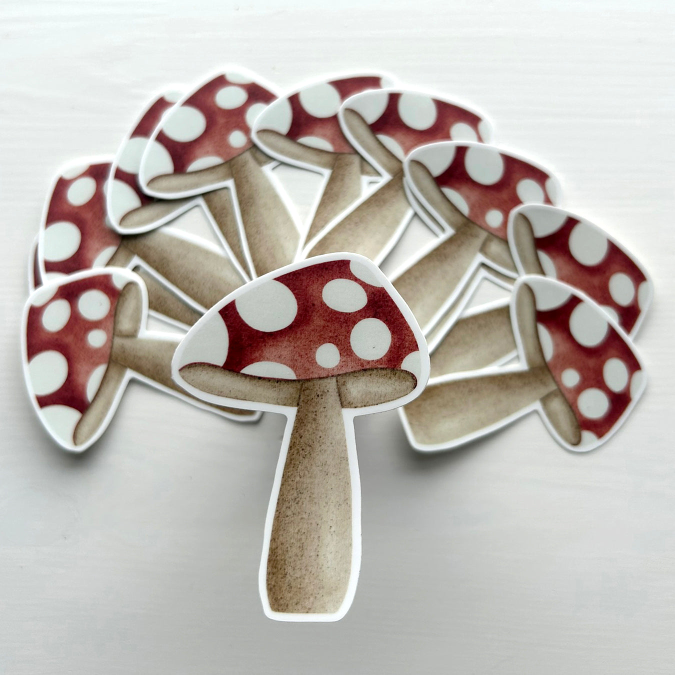 Toadstool mushroom Watercolour Vinyl waterproof Sticker