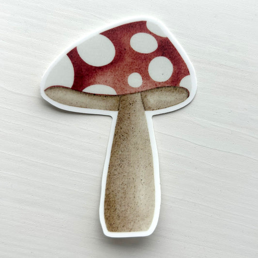 Toadstool mushroom Watercolour Vinyl waterproof Sticker