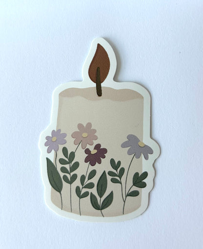 Floral Candle Vinyl waterproof Sticker