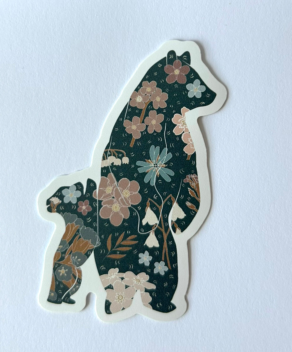 Scandinavian Woodland Folk Bear Vinyl waterproof Sticker