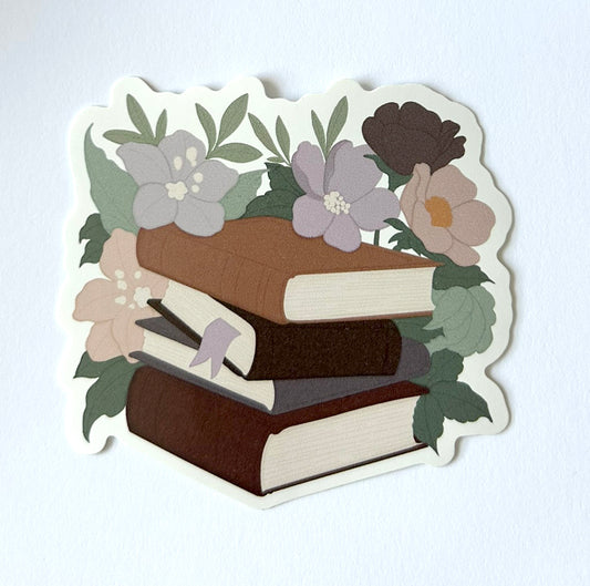 Floral Books Vinyl waterproof Sticker