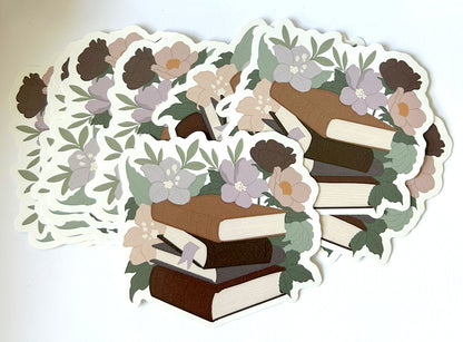 Floral Books Vinyl waterproof Sticker