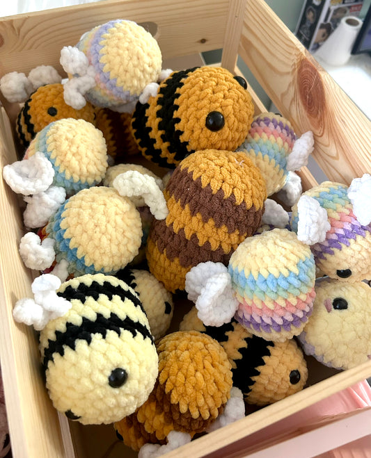 Crochet Plushies Made to Order Large Bumble Bee Black and Yellow