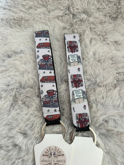 Red & Pink Books Wristlet Keyrings