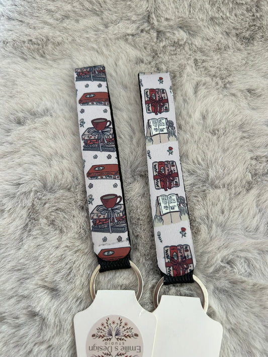 Red & Pink Books Wristlet Keyrings