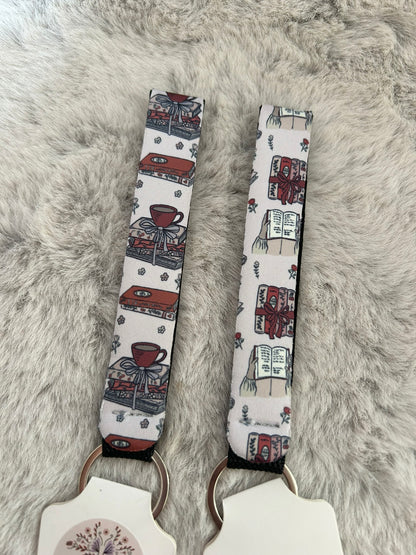 Red & Pink Books Wristlet Keyrings