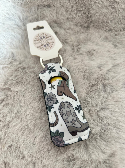 Cowboy Boots Lip Balm Holder Keyring