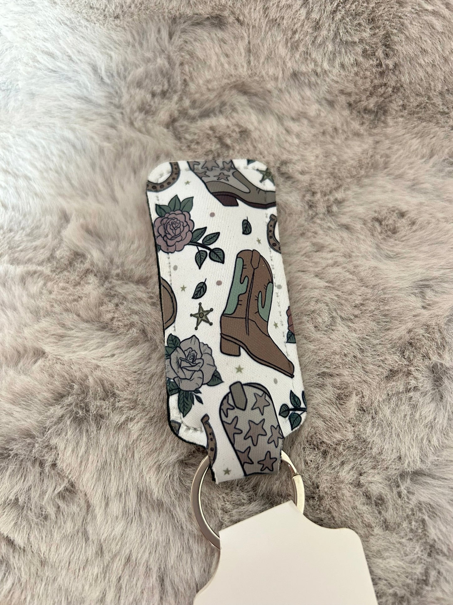 Cowboy Boots Lip Balm Holder Keyring