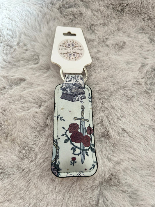Cream Romantasy Lip Balm Holder Keyring