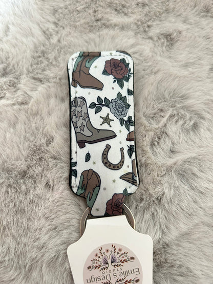 Cowboy Boots Lip Balm Holder Keyring