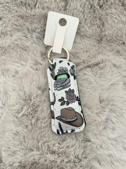 Cowboy Romance Lip Balm Holder Keyring