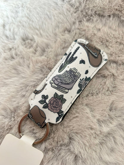 Cowboy Romance Lip Balm Holder Keyring