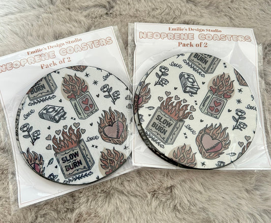 Slow Burn Print Neoprene Coaster 2 Pack