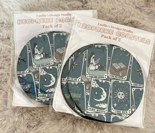 Tarot Cards Print Neoprene Coaster 2 Pack