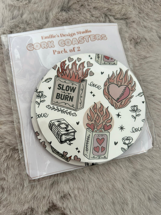 Slow Burn Hard Cork Coaster 2 Pack
