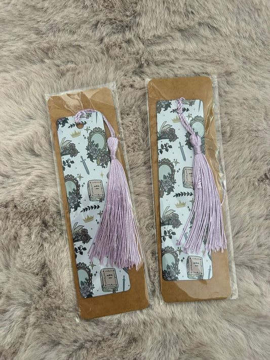 Lilac Girlie Romantasy Double Sided Bookmark Aluminum Tassel