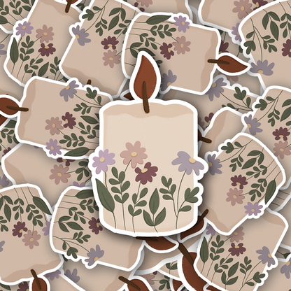 Floral Candle Vinyl waterproof Sticker
