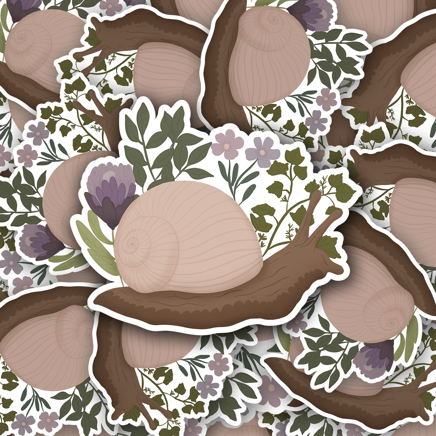 Floral Snail Vinyl waterproof Sticker