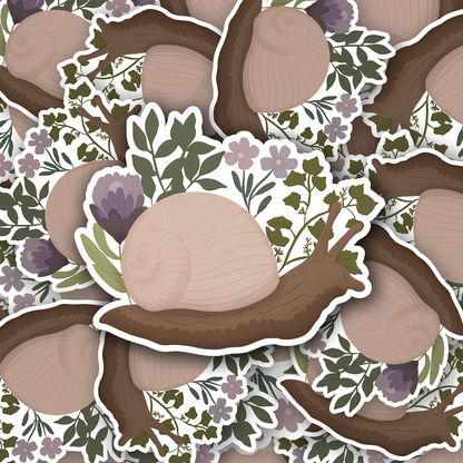 Floral Snail Vinyl waterproof Sticker