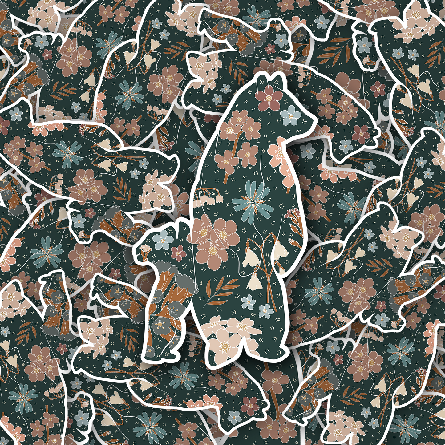 Scandinavian Woodland Folk Bear Vinyl waterproof Sticker