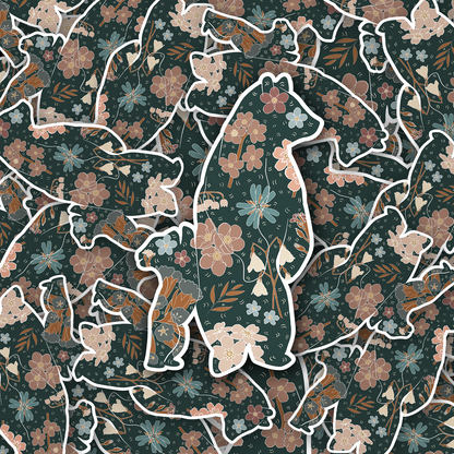 Scandinavian Woodland Folk Bear Vinyl waterproof Sticker