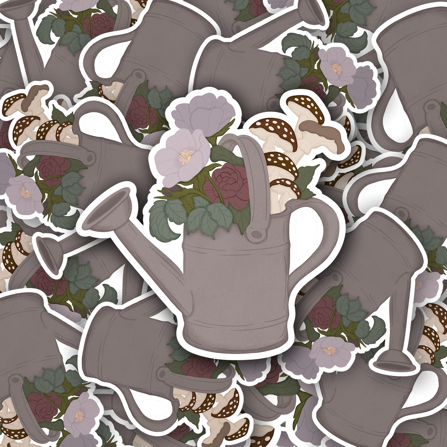 Toadstool Watering Can Vinyl waterproof Sticker