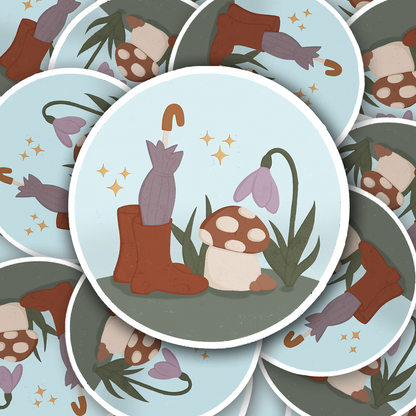 Toadstool Scene Vinyl Sticker