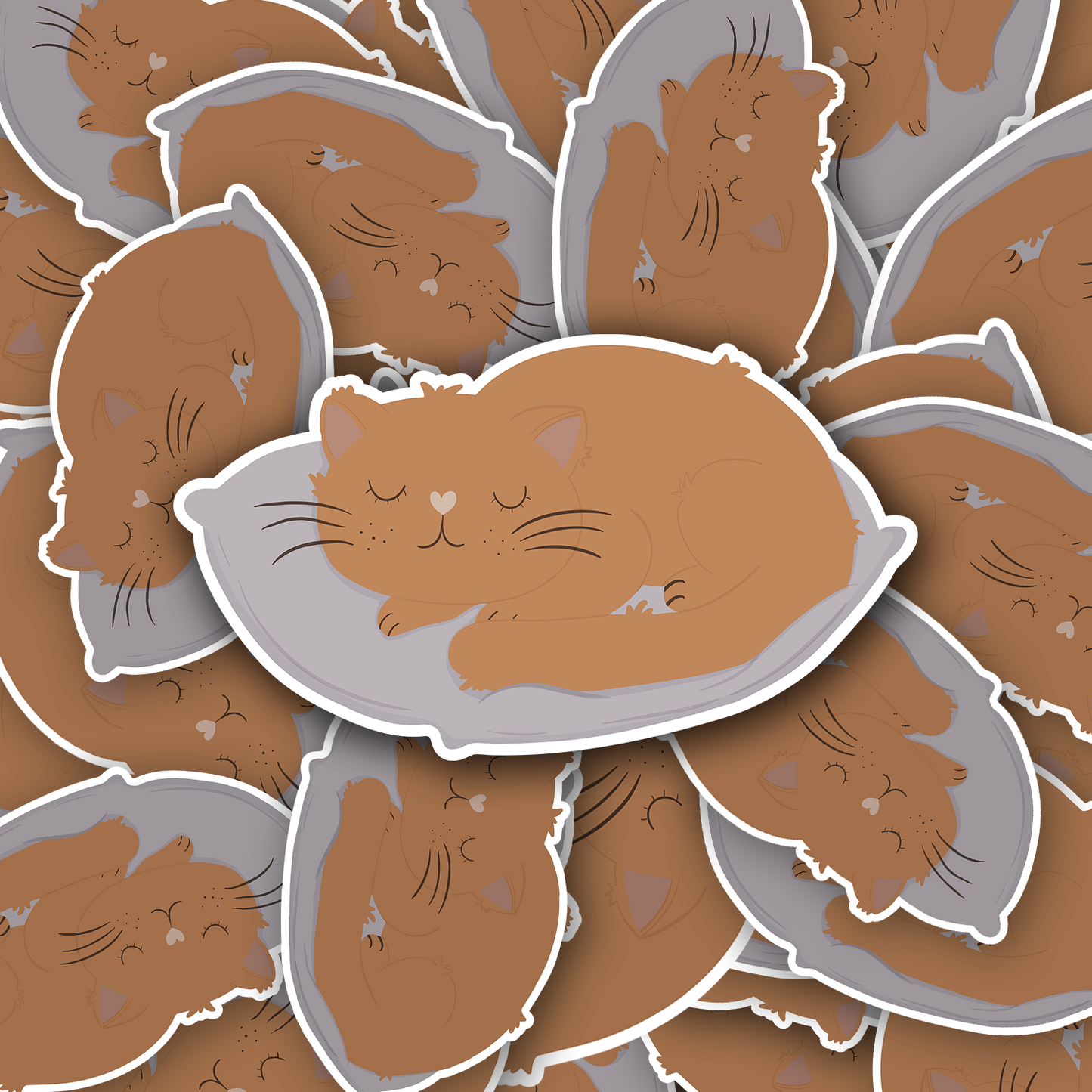 Cosy Cat Pillow Vinyl waterproof Sticker