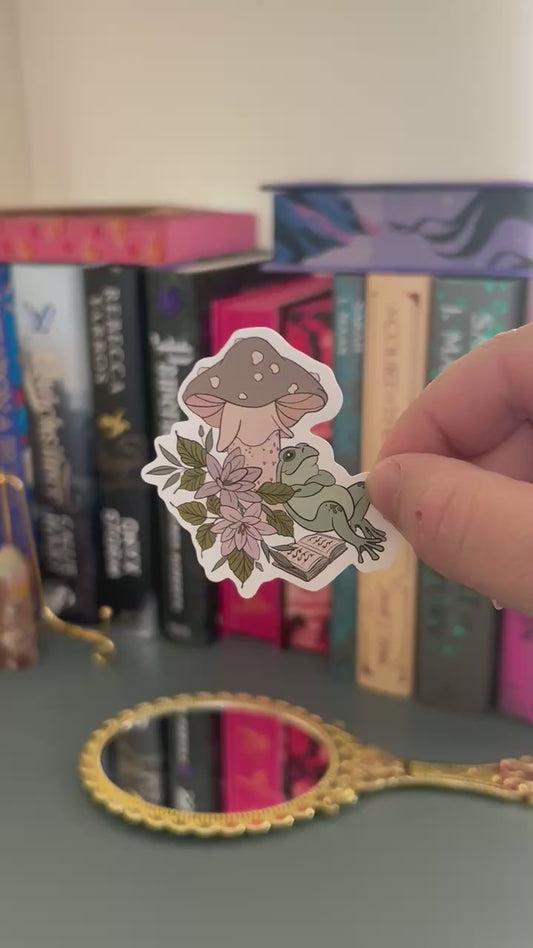 Frog Under a Toadstool Vinyl waterproof Sticker
